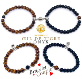 Bracelet couple oeil de Tigre/Onyx